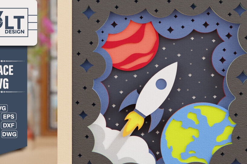 Intra απο ξύλο plywood 3mm-4mm πάχος – Διαστημική εξερεύνηση 3D Craft Design Δίασταση  40x30 cm INTRAFABR-118516147