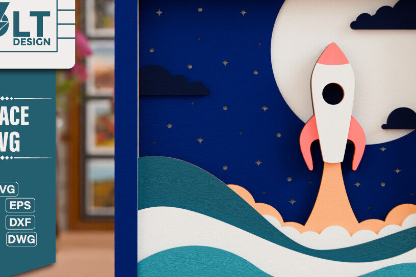 Intra απο ξύλο plywood 3mm-4mm πάχος – Διαστημική εξερεύνηση 3D Craft Design Δίασταση  40x30 cm INTRAFABR-117985936