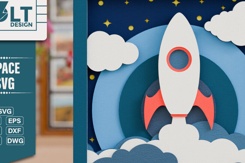 Intra απο ξύλο plywood 3mm-4mm πάχος – Διαστημική εξερεύνηση 3D Craft Design Δίασταση  40x30 cm INTRAFABR-118120066