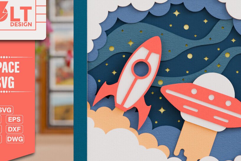 Intra απο ξύλο plywood 3mm-4mm πάχος – Διαστημική εξερεύνηση 3D Craft Design Δίασταση  40x30 cm INTRAFABR-118120119