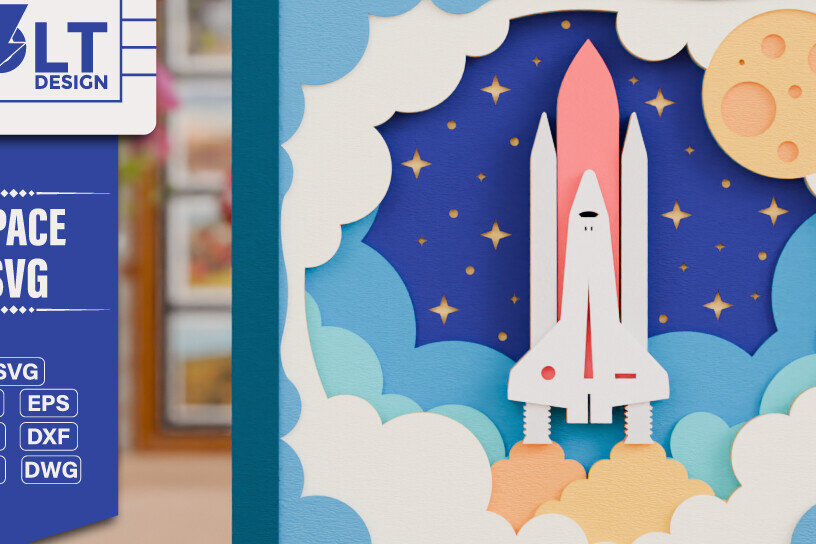 Intra απο ξύλο plywood 3mm-4mm πάχος – Διαστημική εξερεύνηση 3D Craft Design Δίασταση  40x30 cm INTRAFABR-118229586