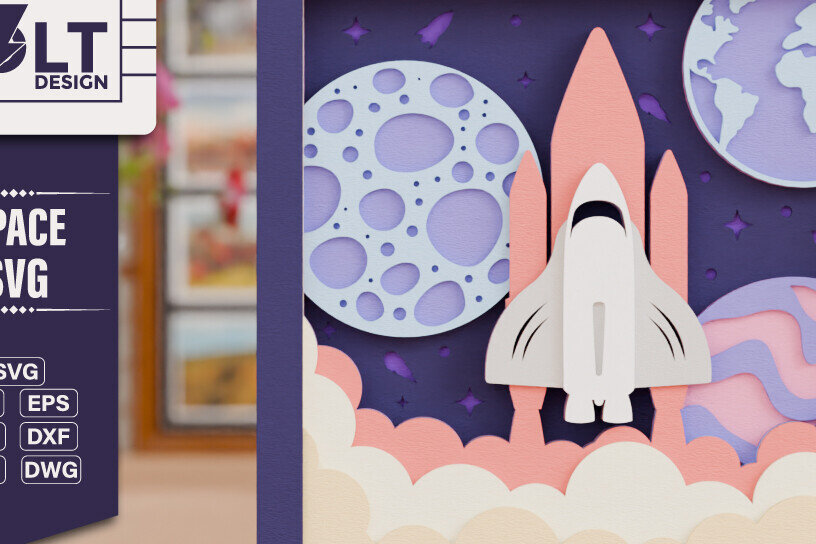 Intra απο ξύλο plywood 3mm-4mm πάχος – Διαστημική εξερεύνηση 3D Craft Design Δίασταση  40x30 cm INTRAFABR-118237547