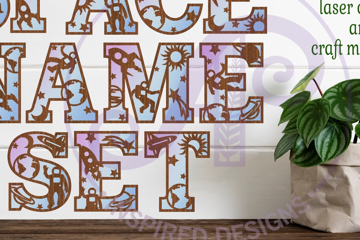 Σετ των 2 Intra απο ξύλο plywood 3mm-4mm πάχος – Space Letters Alphabet Set X 51 Δίασταση  20x20 cm INTRAFABR-99458533