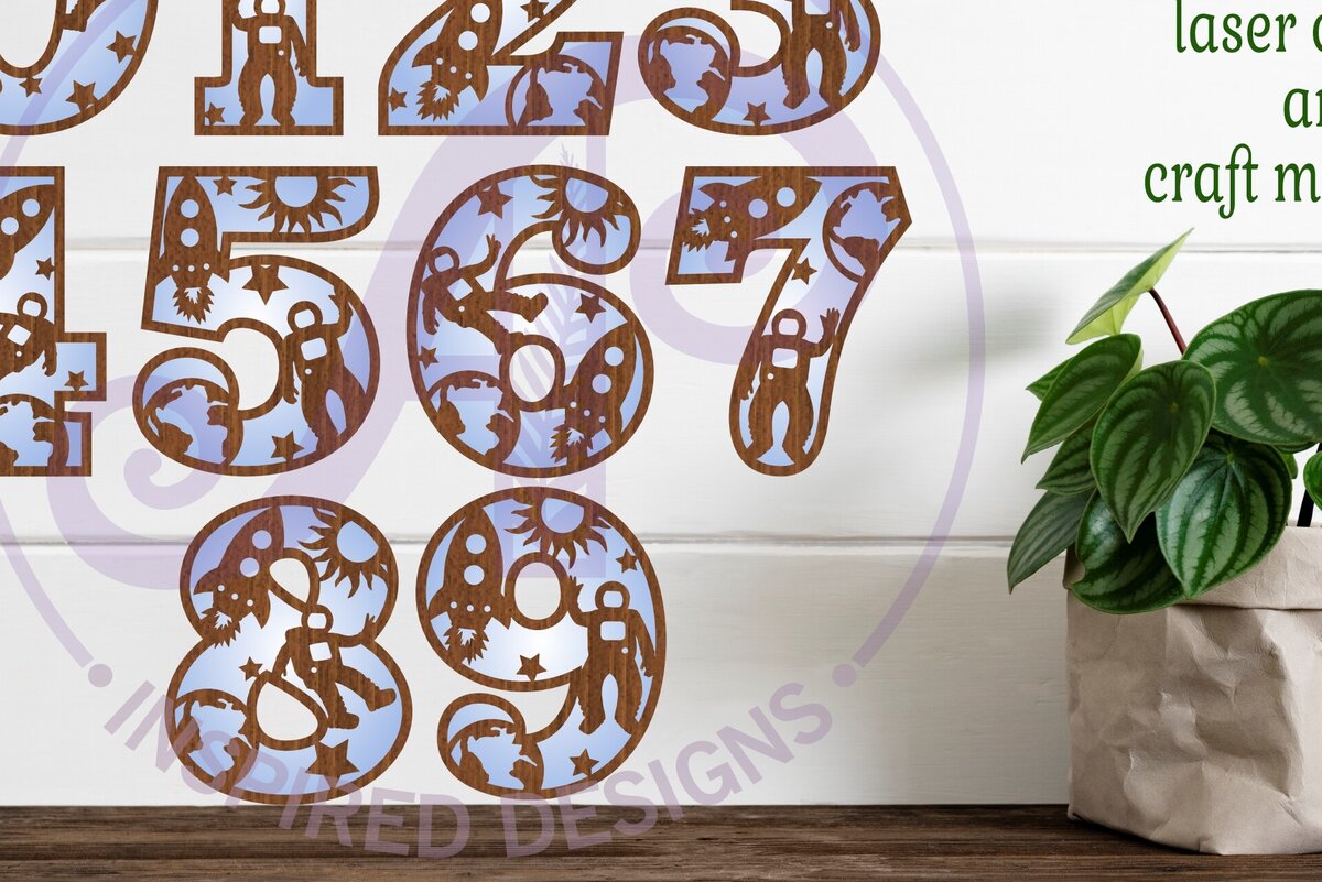 Intra απο ξύλο plywood 3mm-4mm πάχος – Space Number Δύο Επιπέδων Επιγραφή Τοίχου Cut Δίασταση  40x30 cm INTRAFABR-100147725