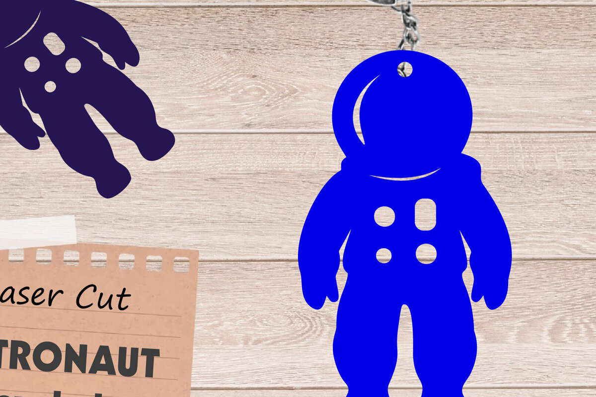 Σετ των 2 Intra απο ξύλο plywood 3mm-4mm πάχος – Διαστημικό στολίδι,, Αστροναύτης Δίασταση  20x20 cm INTRAFABR-109089990