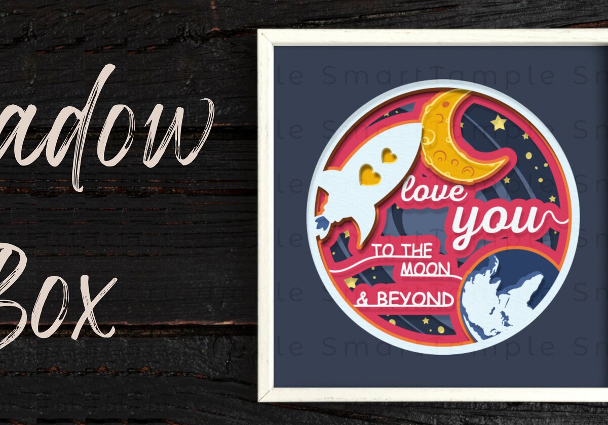 Σετ των 2 Intra απο ξύλο plywood 3mm-4mm πάχος – Space Rocket Shadow Box, Space Paper Cut Δίασταση  20x20 cm INTRAFABR-72745661