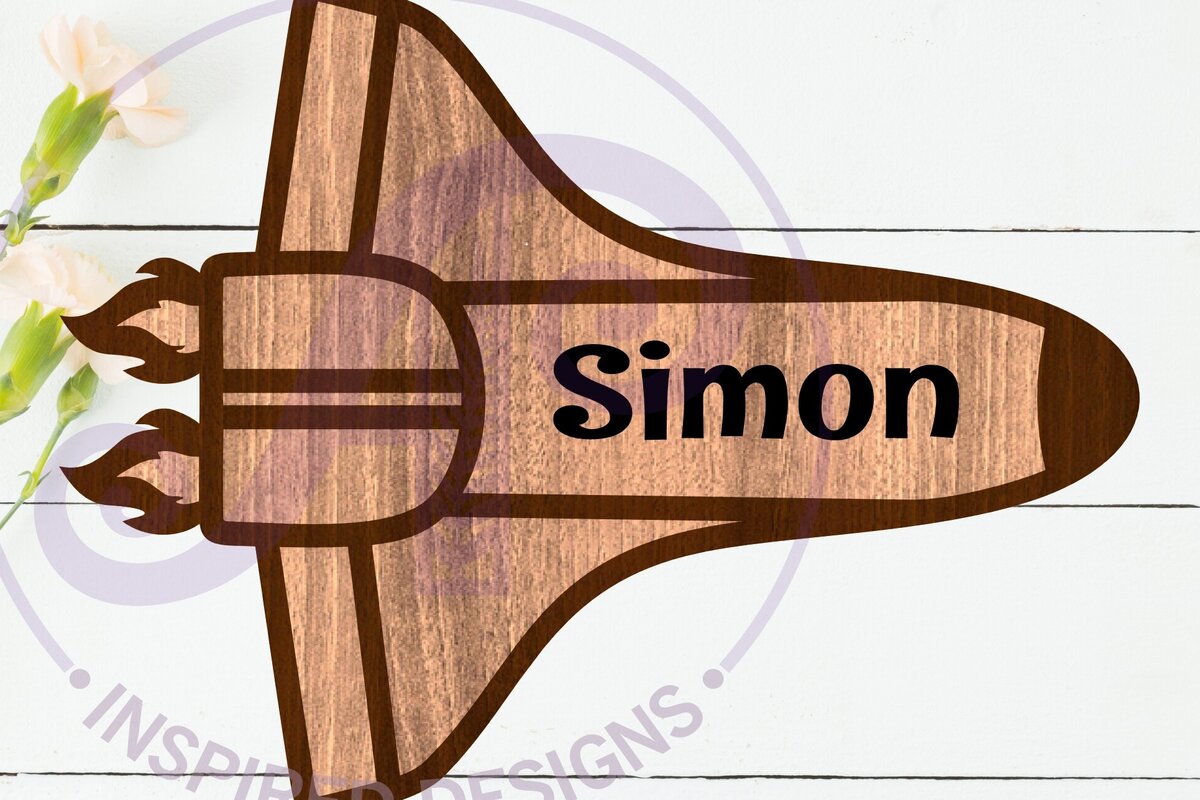 Σετ των 2 Intra απο ξύλο plywood 3mm-4mm πάχος – Πινακίδα δύο επιπέδων περίγραμμα διαστημικού λεωφορείου Δίασταση  20x20 cm INTRAFABR-111174721