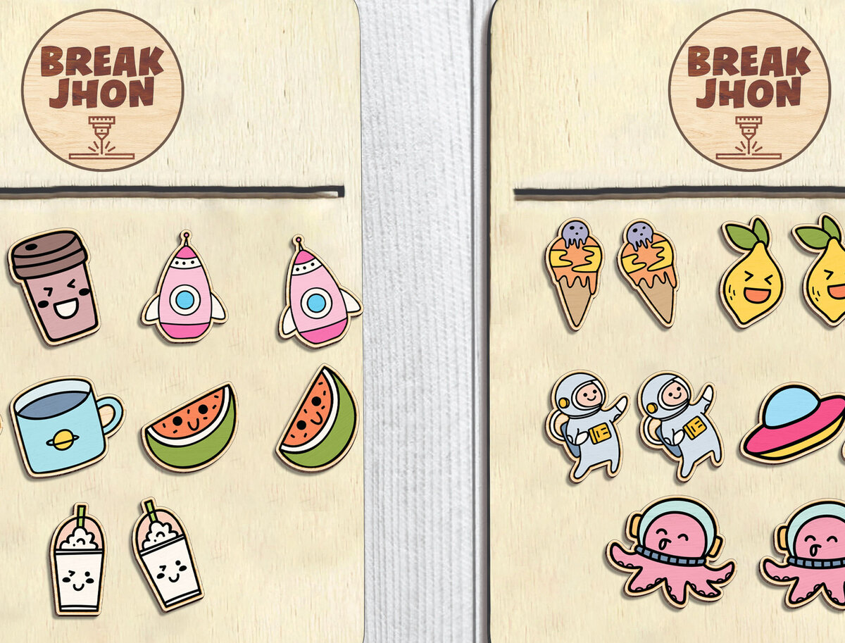 Σετ των 3 Intra απο ξύλο plywood 3mm-4mm πάχος – Σετ σκουλαρίκια Space Stud Δίασταση  5x5 cm INTRAFABR-97025656