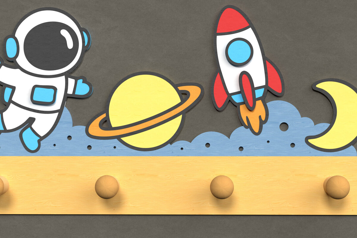 Intra απο ξύλο plywood 3mm-4mm πάχος – Γάντζος τοίχου με θέμα Space Δίασταση  40x30 cm INTRAFABR-124820604