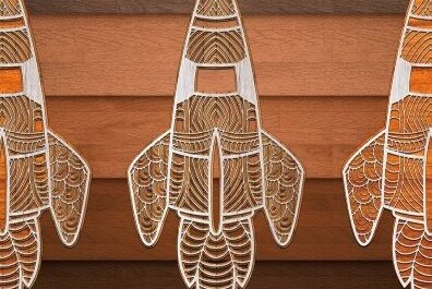 Σετ των 2 Intra απο ξύλο plywood 3mm-4mm πάχος – Κοπή λέιζερ διαστημικού σκάφους Δίασταση  20x20 cm INTRAFABR-33029850