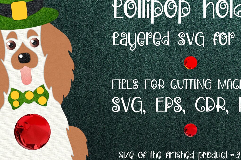 Σετ των 2 Intra απο ξύλο plywood 3mm-4mm πάχος – Spaniel-Patrick's Day Lollipop Holder Δίασταση  20x20 cm INTRAFABR-24120994