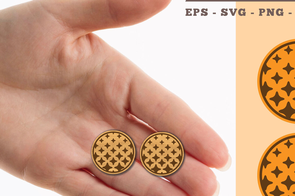 Σετ των 3 Intra απο ξύλο plywood 3mm-4mm πάχος – Σκουλαρίκια κομμένα με λέιζερ Sparkling Stars Δίασταση  5x5 cm INTRAFABR-102681351