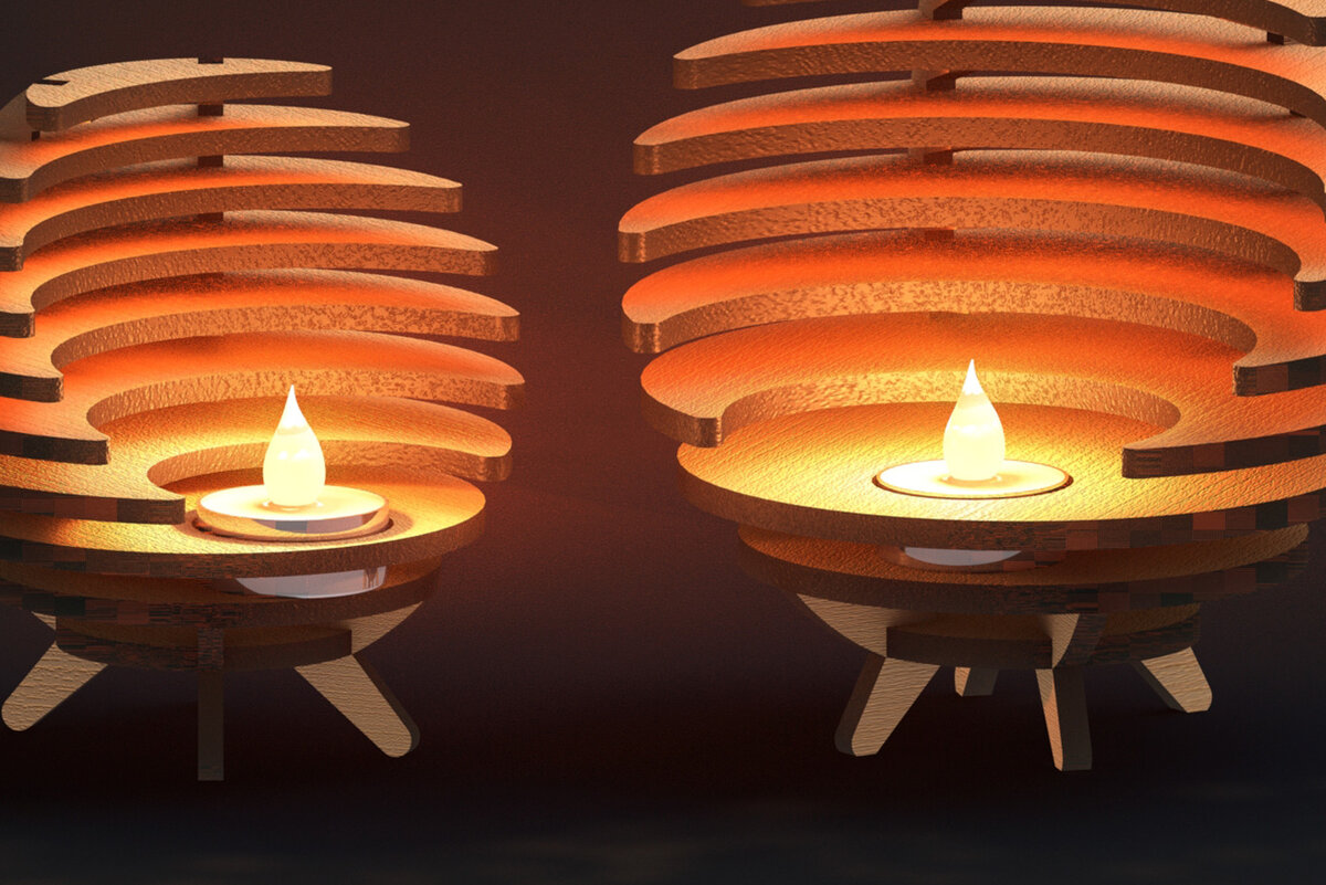 Σετ των 2 Intra απο ξύλο plywood 3mm-4mm πάχος – Sphere Tealight Holder Files Laser Δίασταση  20x20 cm INTRAFABR-79379245