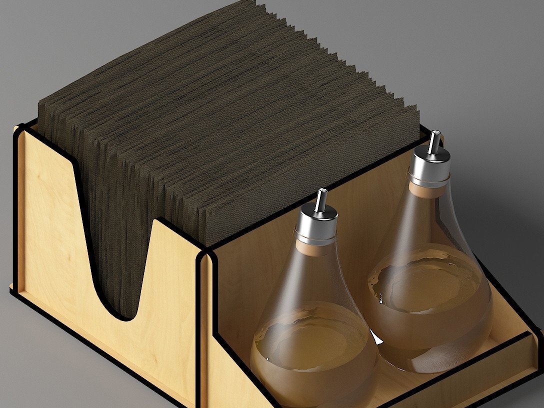 Σετ των 2 Intra απο ξύλο plywood 3mm-4mm πάχος – Σχάρα μπαχαρικών και θήκη χαρτοπετσέτας / κουτί λέιζερ Δίασταση  20x20 cm INTRAFABR-44971961