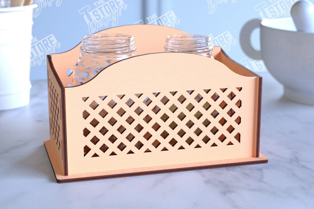 Σετ των 2 Intra απο ξύλο plywood 3mm-4mm πάχος – Κοπή λέιζερ με ράφι μπαχαρικών | Οργανωτής κουζίνας Δίασταση  20x20 cm INTRAFABR-99883198