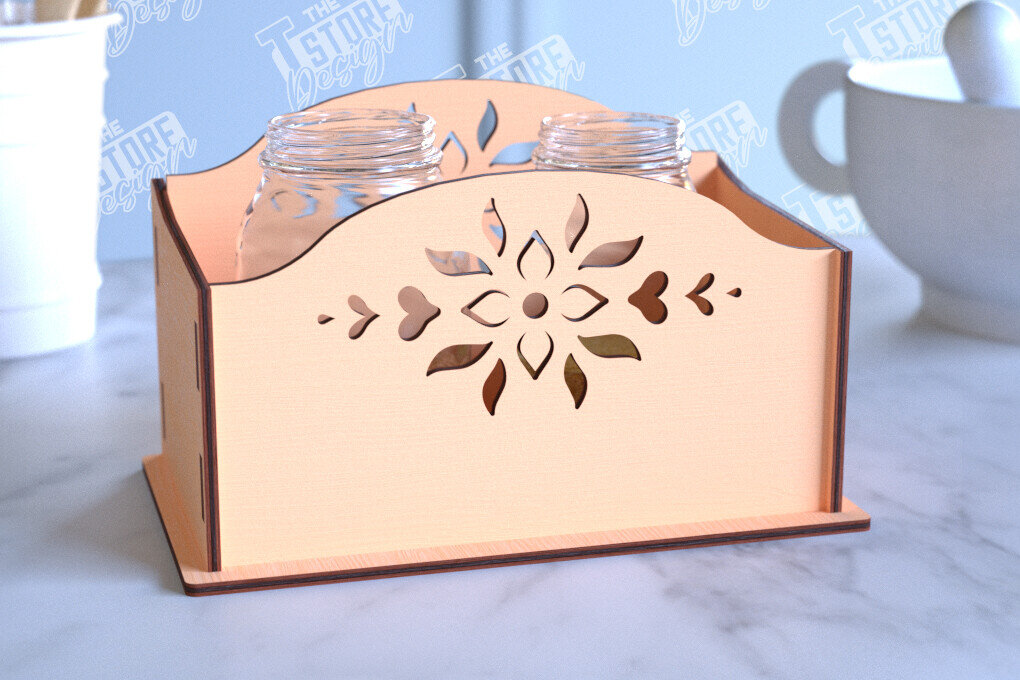 Σετ των 2 Intra απο ξύλο plywood 3mm-4mm πάχος – Κοπή λέιζερ με ράφι μπαχαρικών | Οργανωτής κουζίνας Δίασταση  20x20 cm INTRAFABR-99883207