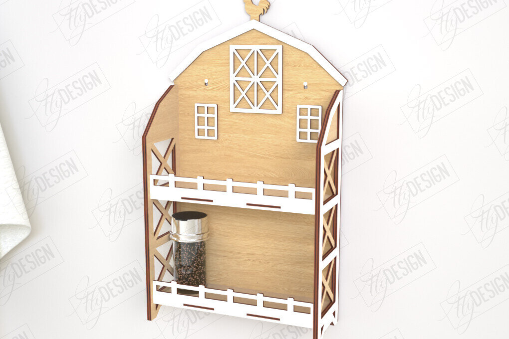 Σετ των 2 Intra απο ξύλο plywood 3mm-4mm πάχος – Κοπή λέιζερ με ράφι μπαχαρικών | Ράφι κουζίνας Δίασταση  20x20 cm INTRAFABR-120023679