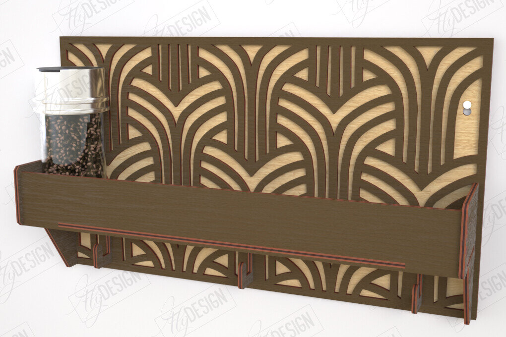 Σετ των 2 Intra απο ξύλο plywood 3mm-4mm πάχος – Κοπή λέιζερ με ράφι μπαχαρικών | Ράφι κουζίνας Δίασταση  20x20 cm INTRAFABR-120023694