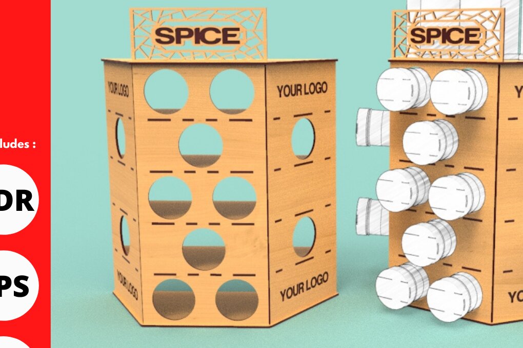 Σετ των 2 Intra απο ξύλο plywood 3mm-4mm πάχος – Σχάρα μπαχαρικών, Αρχείο κοπής με λέιζερ Δίασταση  20x20 cm INTRAFABR-80020986