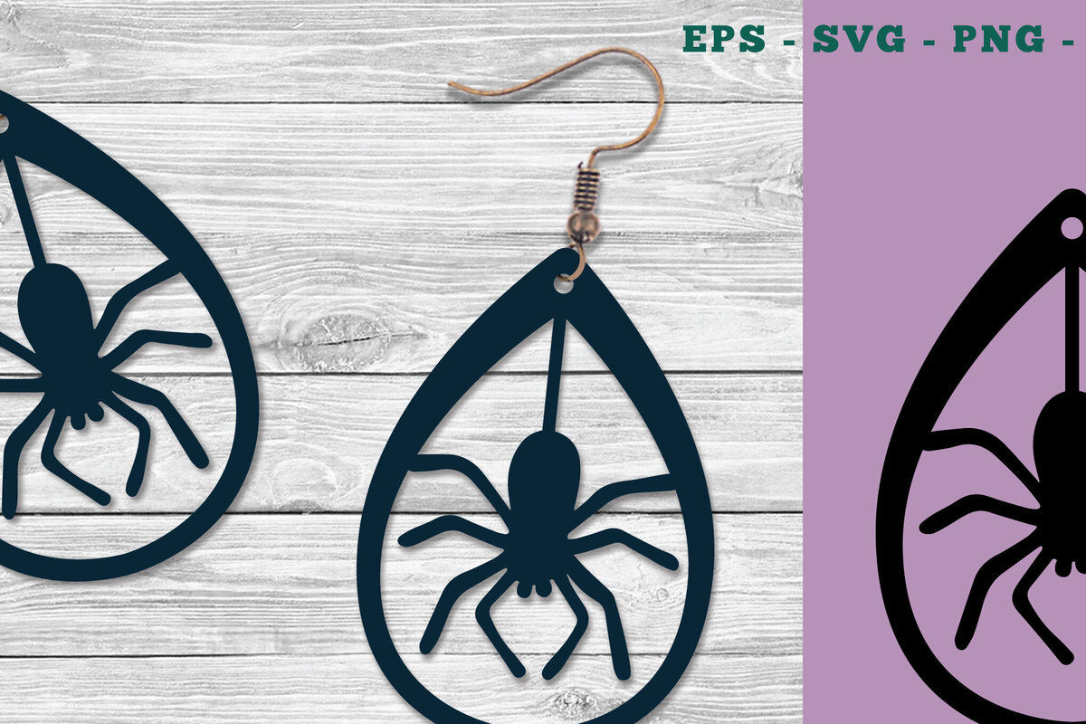 Σετ των 3 Intra απο ξύλο plywood 3mm-4mm πάχος – Spider Earrings Design Δίασταση  5x5 cm INTRAFABR-111320945