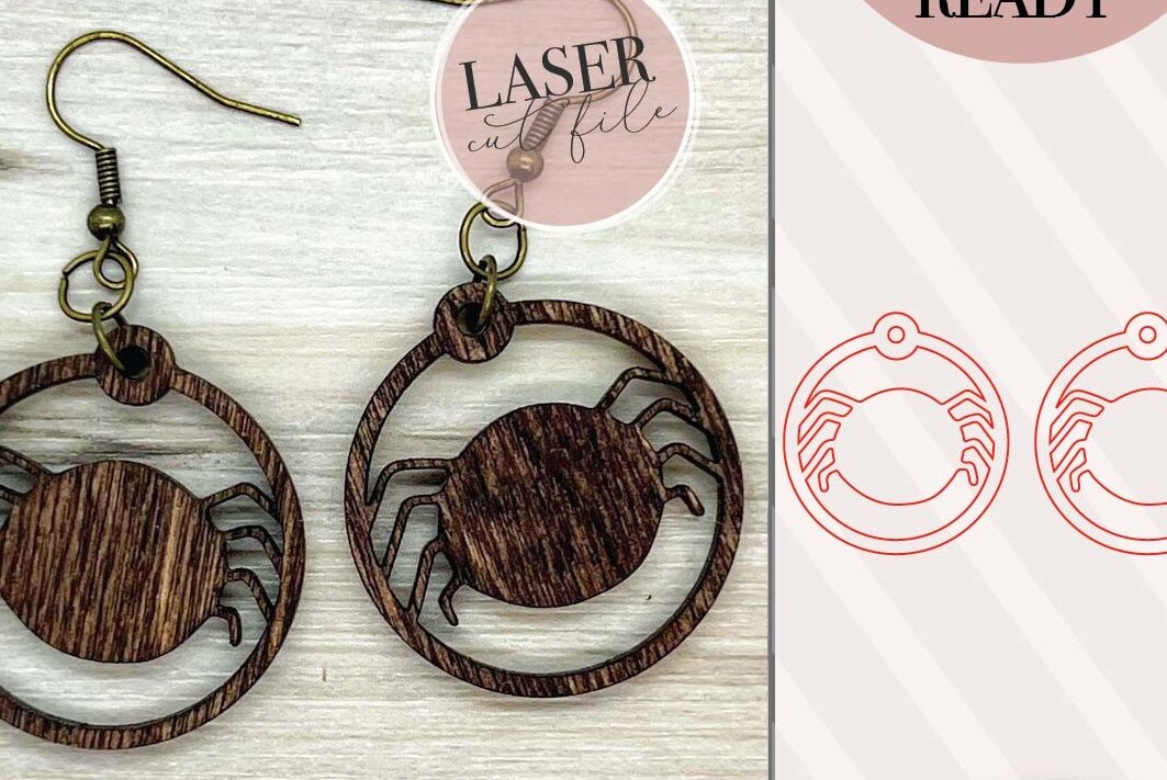 Σετ των 3 Intra απο ξύλο plywood 3mm-4mm πάχος – Σκουλαρίκια λέιζερ Spider Δίασταση  5x5 cm INTRAFABR-74147564