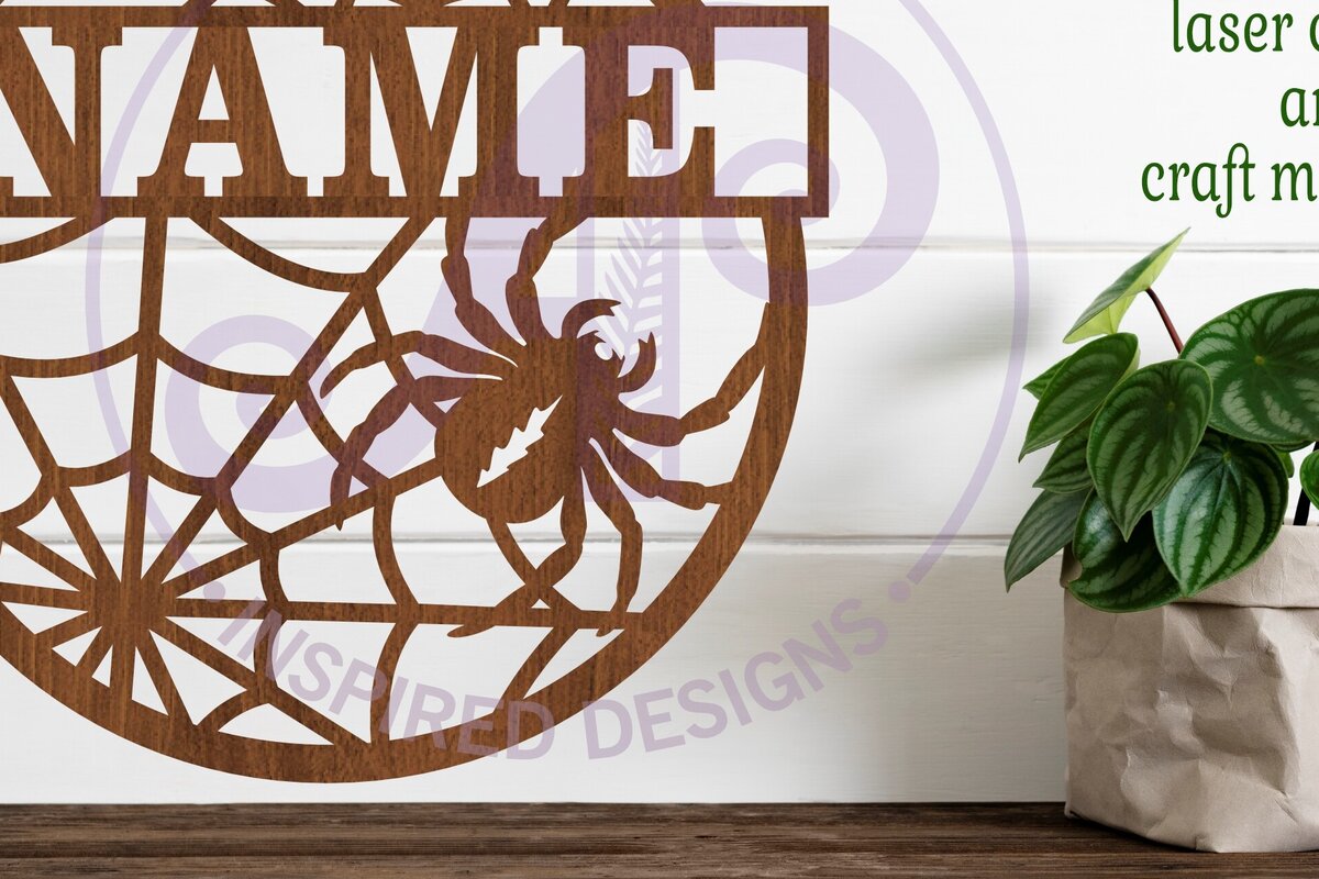 Intra απο ξύλο plywood 3mm-4mm πάχος – Spider Name Sign Laser Δίασταση  40x30 cm INTRAFABR-102925161