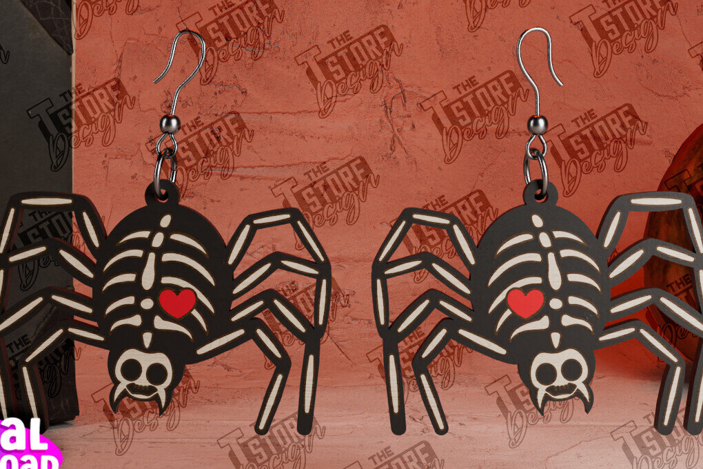 Σετ των 3 Intra απο ξύλο plywood 3mm-4mm πάχος – Spider Skeleton Earrings | κοσμημάτων Δίασταση  5x5 cm INTRAFABR-104428562