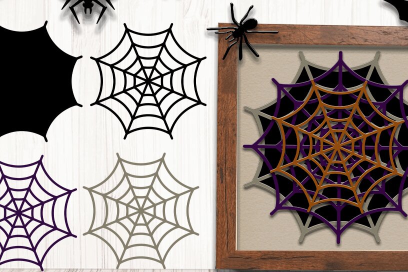 Σετ των 2 Intra απο ξύλο plywood 3mm-4mm πάχος – Spider Web 3D Δίασταση  20x20 cm INTRAFABR-35491382