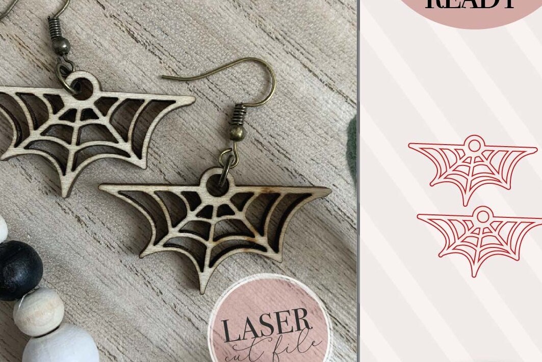 Σετ των 3 Intra απο ξύλο plywood 3mm-4mm πάχος – Σκουλαρίκια λέιζερ Spider Web Δίασταση  5x5 cm INTRAFABR-74151025