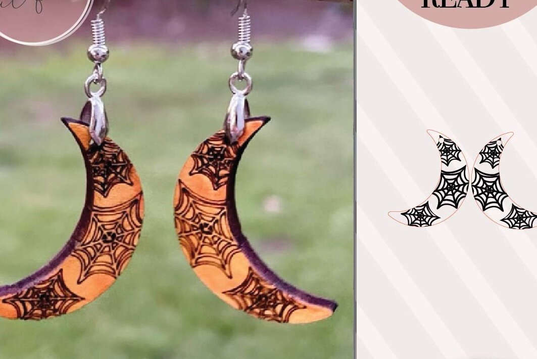 Σετ των 3 Intra απο ξύλο plywood 3mm-4mm πάχος – Σκουλαρίκια λέιζερ Spider Web Δίασταση  5x5 cm INTRAFABR-74151709