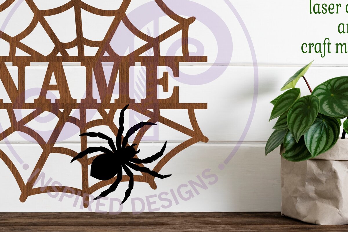 Σετ των 2 Intra απο ξύλο plywood 3mm-4mm πάχος – Αρχείο κοπής λέιζερ Name Spider Web Δίασταση  20x20 cm INTRAFABR-104580315