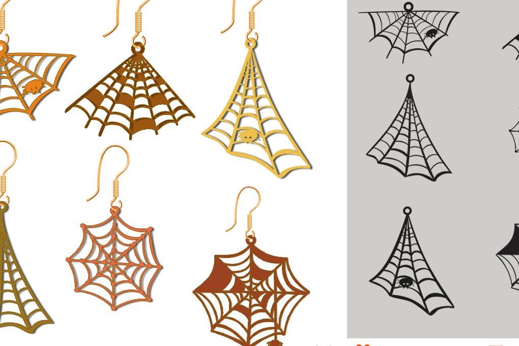 Σετ των 3 Intra απο ξύλο plywood 3mm-4mm πάχος – Spider Web αποκριάτικο σκουλαρίκι Δίασταση  5x5 cm INTRAFABR-68629062