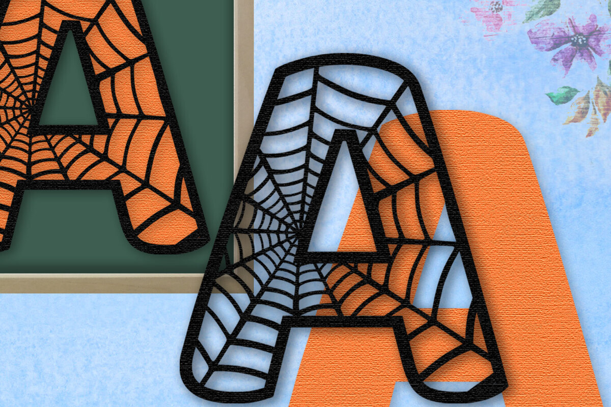 Σετ των 2 Intra απο ξύλο plywood 3mm-4mm πάχος – Μονόγραμμα Spiderweb - Γράμμα α Δίασταση  20x20 cm INTRAFABR-91915584