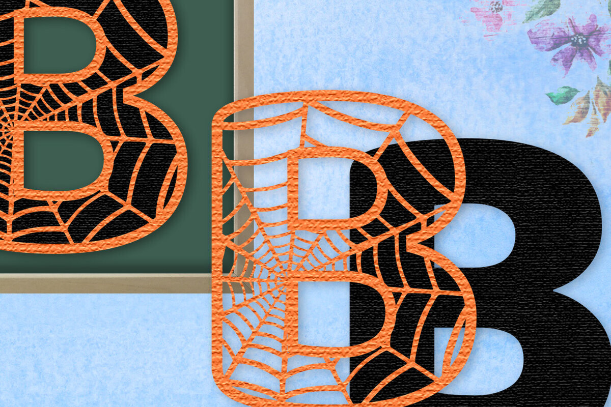 Σετ των 2 Intra απο ξύλο plywood 3mm-4mm πάχος – Μονόγραμμα Spiderweb - Γράμμα Β Δίασταση  20x20 cm INTRAFABR-91979713