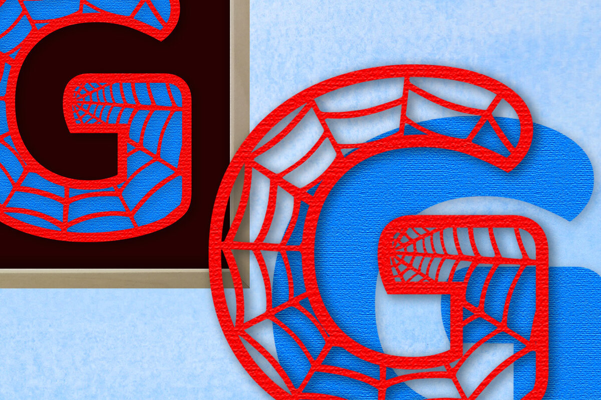 Σετ των 2 Intra απο ξύλο plywood 3mm-4mm πάχος – Μονόγραμμα Spiderweb - Επιστολή G Δίασταση  20x20 cm INTRAFABR-91980027