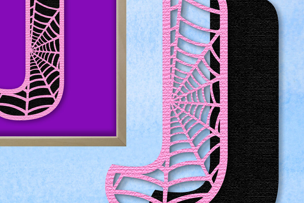 Σετ των 2 Intra απο ξύλο plywood 3mm-4mm πάχος – Μονόγραμμα Spiderweb - Letter J Δίασταση  20x20 cm INTRAFABR-91980416