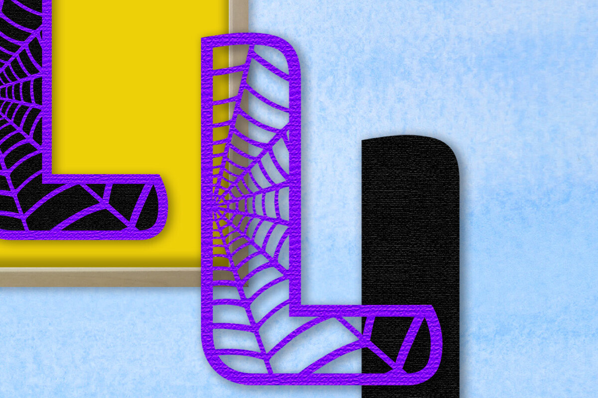 Σετ των 2 Intra απο ξύλο plywood 3mm-4mm πάχος – Μονόγραμμα Spiderweb - Letter L Δίασταση  20x20 cm INTRAFABR-91980614