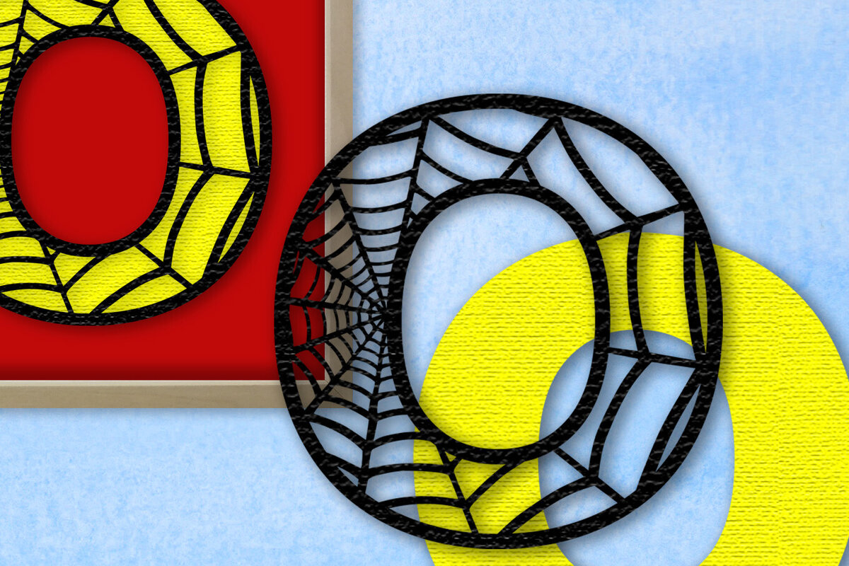 Σετ των 2 Intra απο ξύλο plywood 3mm-4mm πάχος – Μονόγραμμα Spiderweb - Letter O Δίασταση  20x20 cm INTRAFABR-91980879