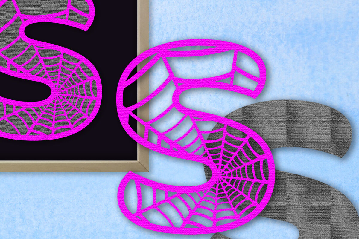 Σετ των 2 Intra απο ξύλο plywood 3mm-4mm πάχος – Μονόγραμμα Spiderweb - Letter S Δίασταση  20x20 cm INTRAFABR-91981372