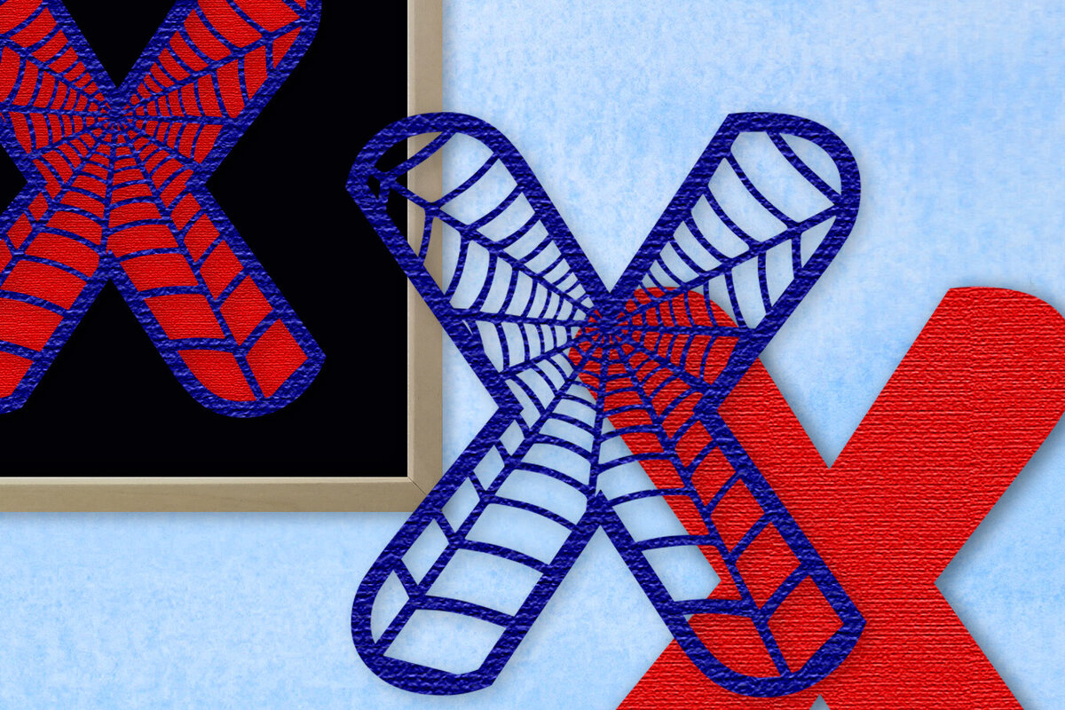 Σετ των 2 Intra απο ξύλο plywood 3mm-4mm πάχος – Μονόγραμμα Spiderweb - Γράμμα Χ Δίασταση  20x20 cm INTRAFABR-91982003