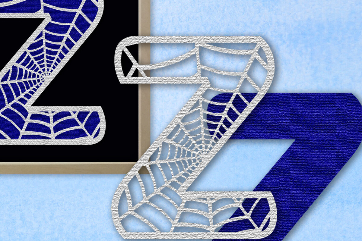 Σετ των 2 Intra απο ξύλο plywood 3mm-4mm πάχος – Μονόγραμμα Spiderweb - Γράμμα Z Δίασταση  20x20 cm INTRAFABR-91982191