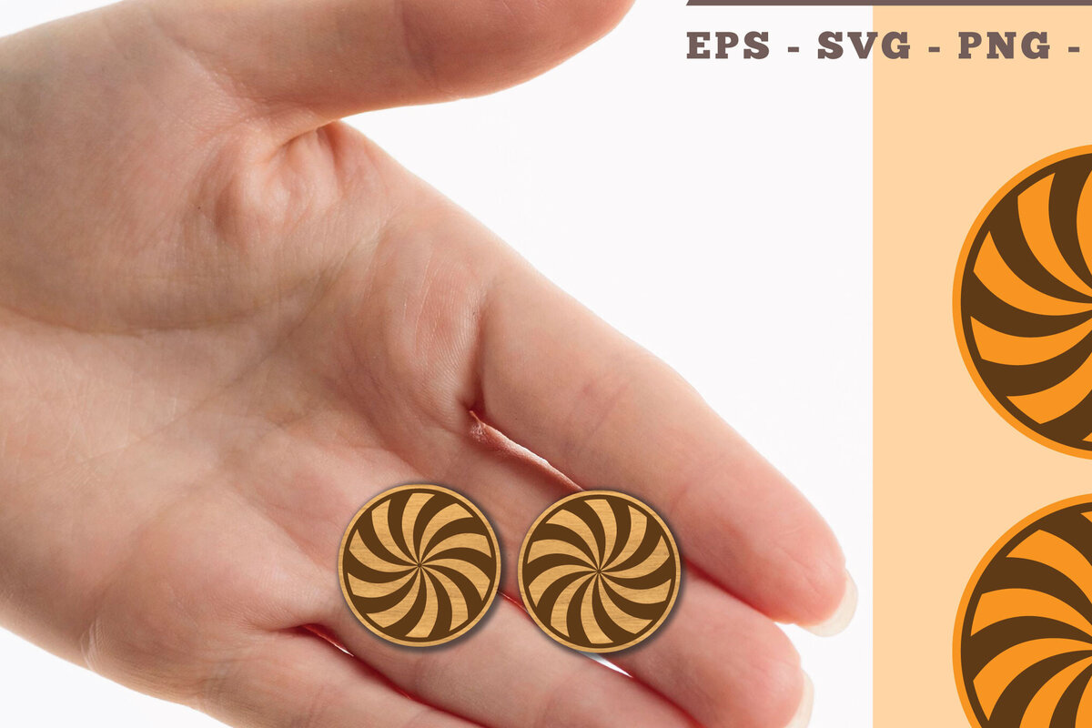 Σετ των 3 Intra απο ξύλο plywood 3mm-4mm πάχος – Σπειροειδή κυκλικά σκουλαρίκια κοπής λέιζερ Δίασταση  5x5 cm INTRAFABR-102681381