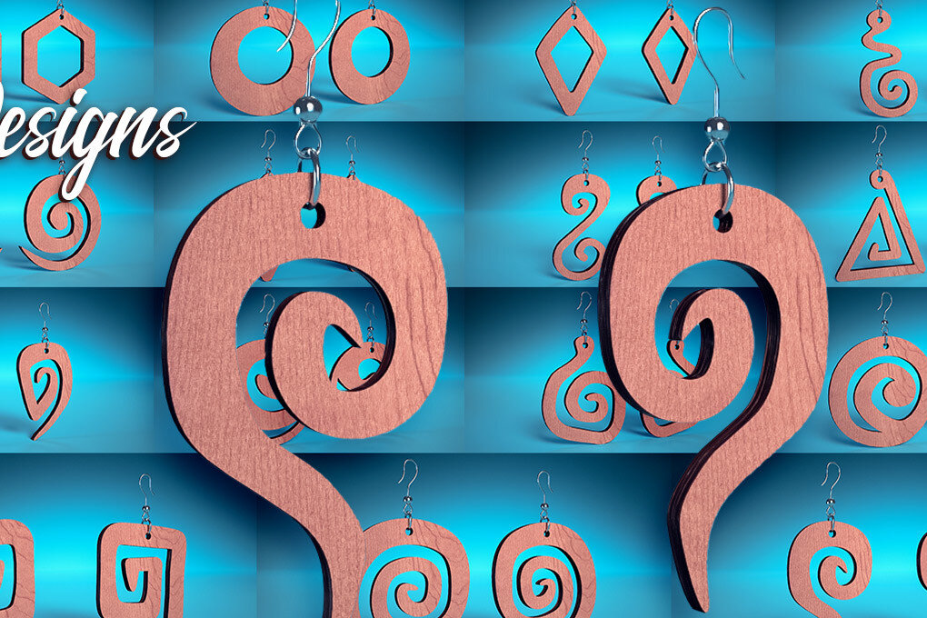 Σετ των 3 Intra απο ξύλο plywood 3mm-4mm πάχος – Σπειροειδή Σκουλαρίκια Κοπή Laser | Αξεσουάρ Δίασταση  5x5 cm INTRAFABR-70450545