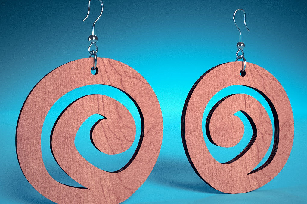 Σετ των 3 Intra απο ξύλο plywood 3mm-4mm πάχος – Σπειροειδή Σκουλαρίκια |  Δίασταση  5x5 cm INTRAFABR-70450755