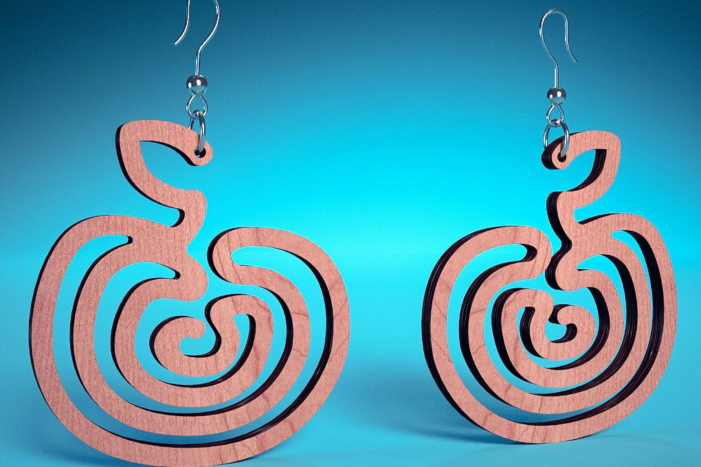 Σετ των 3 Intra απο ξύλο plywood 3mm-4mm πάχος – Σπειροειδή Σκουλαρίκια | Σκουλαρίκια Δίασταση  5x5 cm INTRAFABR-72468567