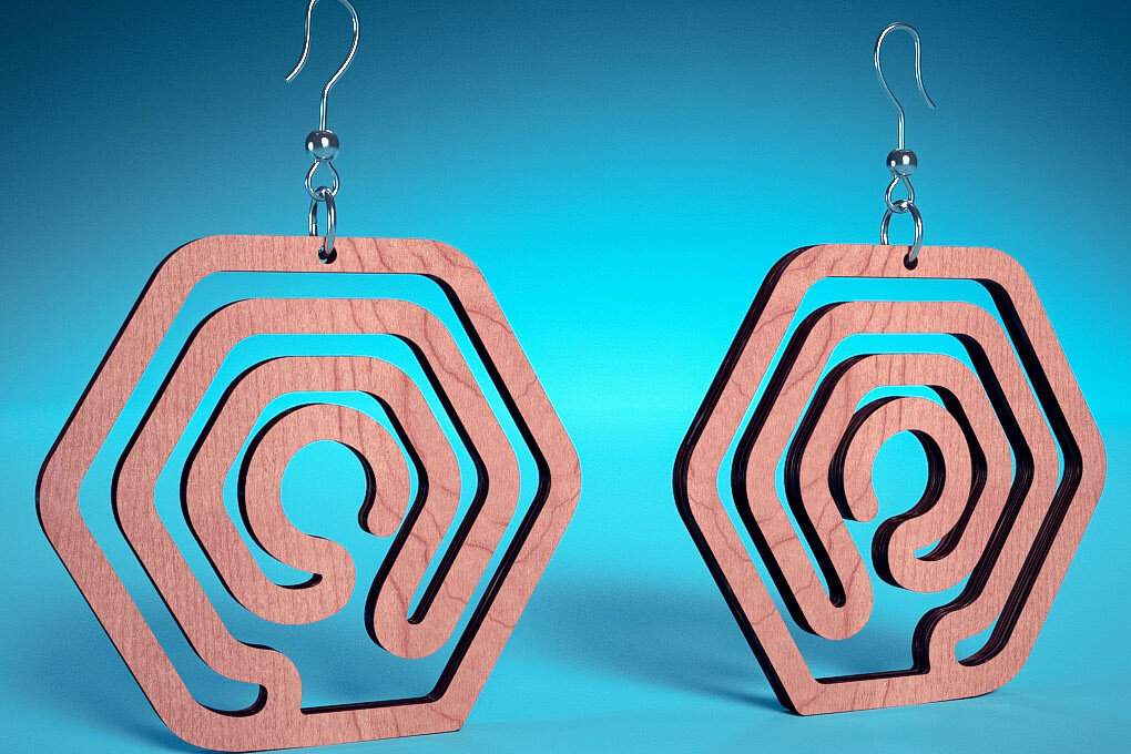 Σετ των 3 Intra απο ξύλο plywood 3mm-4mm πάχος – Σπειροειδή Σκουλαρίκια | Σκουλαρίκια Δίασταση  5x5 cm INTRAFABR-72468582