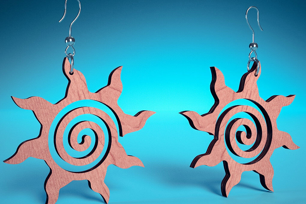 Σετ των 3 Intra απο ξύλο plywood 3mm-4mm πάχος – Σπειροειδή Σκουλαρίκια | Σκουλαρίκια Δίασταση  5x5 cm INTRAFABR-72468623