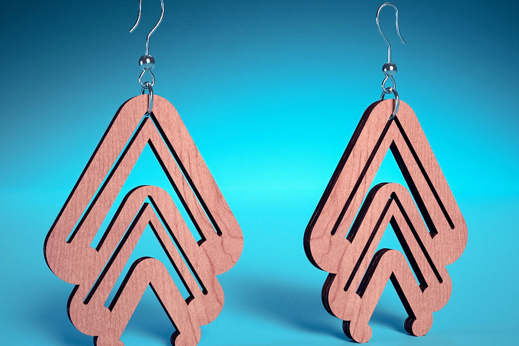 Σετ των 3 Intra απο ξύλο plywood 3mm-4mm πάχος – Σπειροειδή Σκουλαρίκια | Σκουλαρίκια Δίασταση  5x5 cm INTRAFABR-72468645