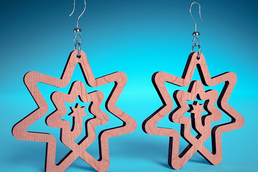 Σετ των 3 Intra απο ξύλο plywood 3mm-4mm πάχος – Σπειροειδή Σκουλαρίκια | Σκουλαρίκια Δίασταση  5x5 cm INTRAFABR-72468657