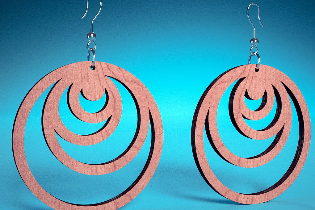 Σετ των 3 Intra απο ξύλο plywood 3mm-4mm πάχος – Σπειροειδή Σκουλαρίκια | Σκουλαρίκια Δίασταση  5x5 cm INTRAFABR-72468687